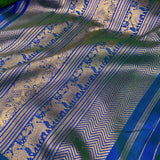 Mishrita midnight blue and green organza saree