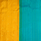 Ranya Chevron Kanchipuram Silk Saree - Teal