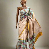 Veena floral block style tussar saree