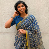 Mishrita Blue Foliate Kota Saree