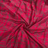 Red Stripes Block Printed Silk Fabric