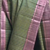 Tejasvi green dusty pink thread woven Kanchipuram silk saree