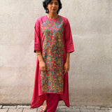 Kalamkari Applique Silk Kurta Set