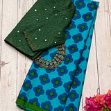 Mila mosaic printed kanchipuram silk saree