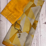 Mila checked triangles kanchipuram silk saree