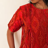 Elements Sunrise Pleated Ikat Top - Crimson