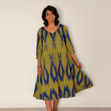 Elements Fishpond Cutwork Ikat Dress - Seaweed