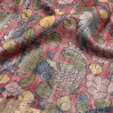 Forest Raga Tussar Kalamkari Saree - Maroon