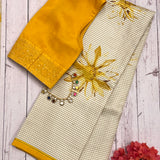 Mila checked sunflower kanchipuram silk saree