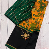 Mila korvai kalamkari printed kanchipuram silk saree