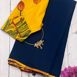 Mishrita chiffon saree with kanchi silk pallu
