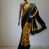 Mila korvai kalamkari printed kanchipuram silk saree