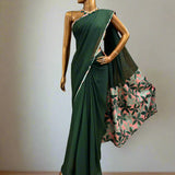 Mishrita chiffon saree with kanchi silk pallu