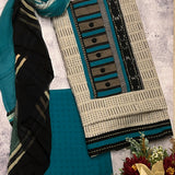 Grey cotton Ikat applique set