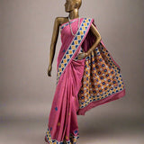 Tushara maroon kutch embroidered tussar saree