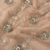 Mocha embroidered organza fabric