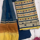 Beige stripe printed cotton kurta set