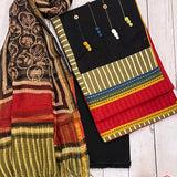 Solid appliqued cotton kurta set