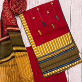 Solid appliqued cotton kurta set