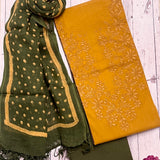 Linen embroidered kurta set
