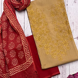 Linen embroidered kurta set