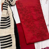 Linen embroidered kurta set