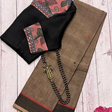 Leheriya bordered kanchi cotton saree