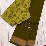 Leheriya bordered kanchi cotton saree