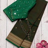 Multi bordered kanchi cotton saree