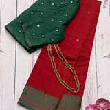 Multi bordered kanchi cotton saree