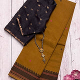 Multi bordered kanchi cotton saree