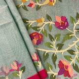 Powder blue handwoven organza jamdani saree
