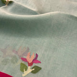 Powder blue handwoven organza jamdani saree