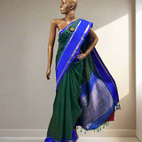 Mishrita midnight blue and green organza saree