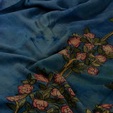 Bed of roses chiffon kalamkari saree