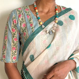 Sage green printed cotton blouse