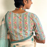 Sage green printed cotton blouse