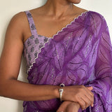 Lilac printed sleeveless blouse