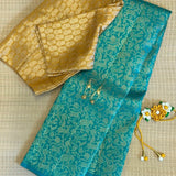Ranya Vanasingaram Kanchipuram Silk Saree - Teal and Yellow