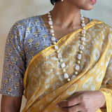 Grey printed cotton blouse