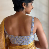 Grey printed sleeveless blouse