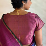 Violet and gold zari striped silk blouse