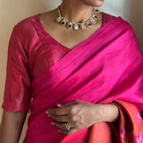 Fuchsia and gold zari striped silk blouse
