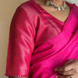 Fuchsia and gold zari striped silk blouse