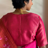 Fuchsia and gold zari striped silk blouse