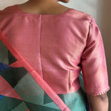 Dusty Pink and Gold zari striped silk blouse