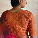 Orange Hand Embroidered Kutch Work Blouse