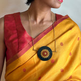 Red and gold zari striped silk blouse