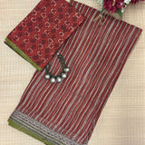 Mishrita Terracotta Striped Kota Saree
