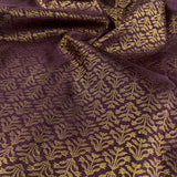 Deep Mauve Floral Kanchipuram Silk Fabric